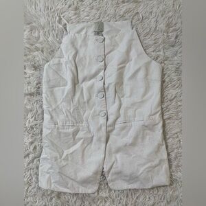 JOIE Anthropologie Resort Coastal Grandma Beach Boho Yacht Linen Vest Blouse M